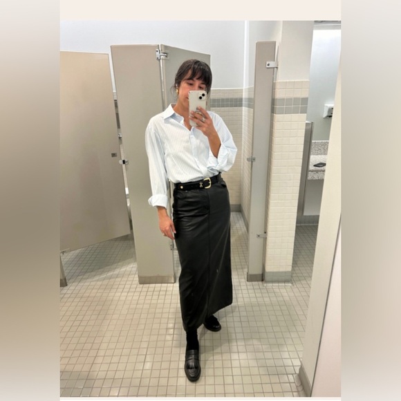 FREE PEOPLE | NWT BLACK CITY SLICKER VEGAN MAXI SKIRT SIZE 4 - Picture 3 of 12